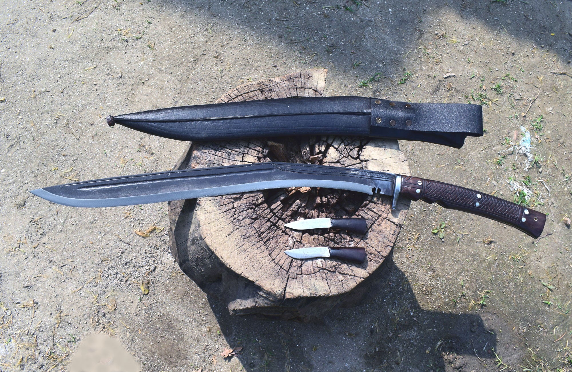 Rosewood Handle Kukri Knife Detail – Handcrafted Nepalese Blade