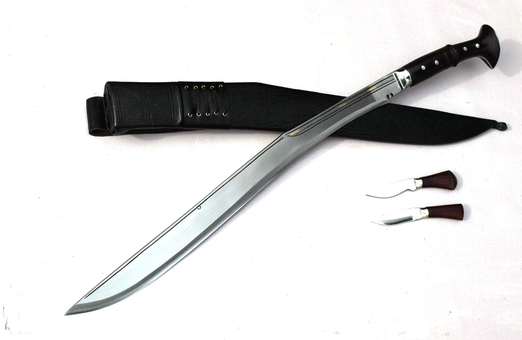 Handmade Nepalese Traditional Kukri Knife – Sirupate Full Tang 24" Blade, Rosewood Handle & Black Sheath