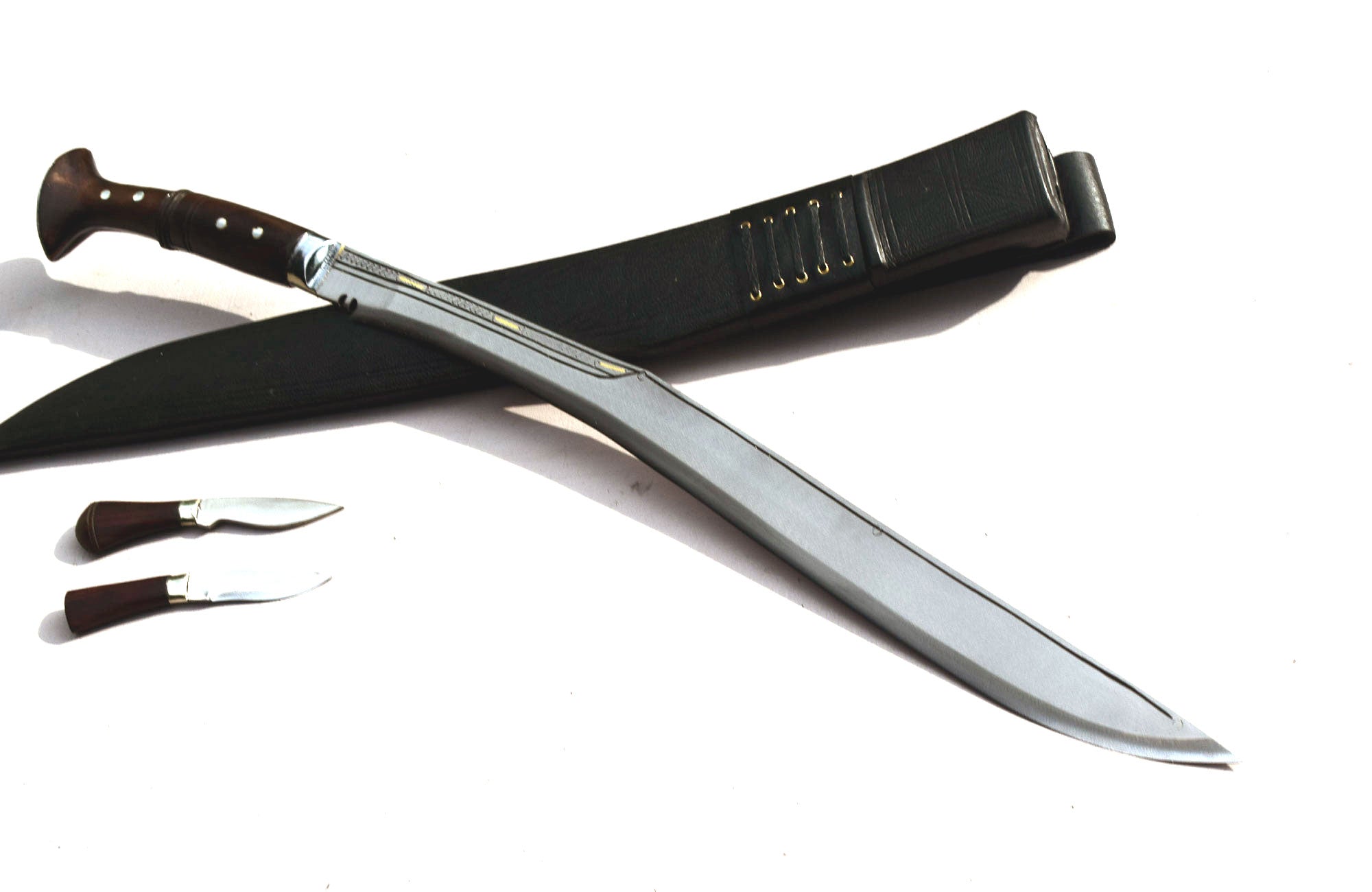Handmade Nepalese Traditional Kukri Knife – Sirupate Full Tang 24" Blade, Rosewood Handle & Black Sheath