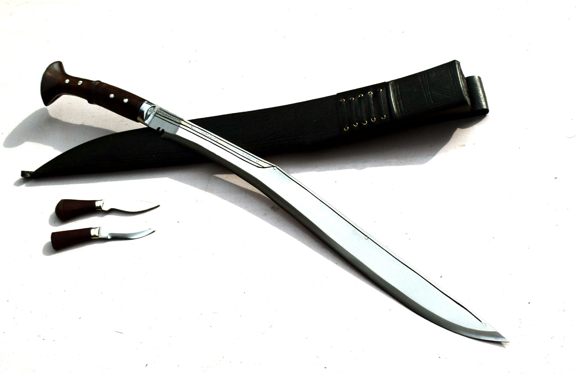 Handmade Nepalese Traditional Kukri Knife – Sirupate Full Tang 24" Blade, Rosewood Handle & Black Sheath