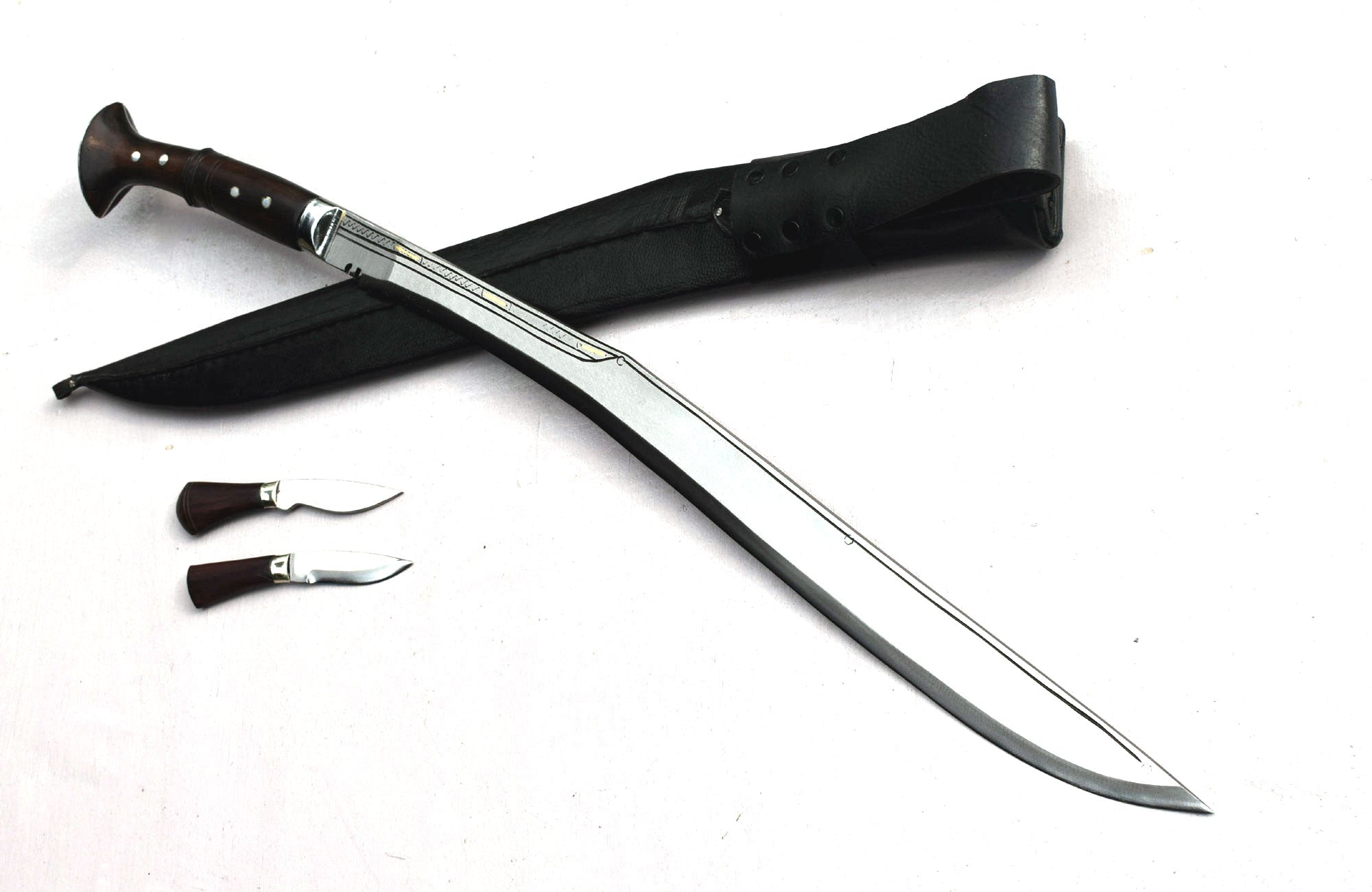 Handmade Nepalese Traditional Kukri Knife – Sirupate Full Tang 24" Blade, Rosewood Handle & Black Sheath