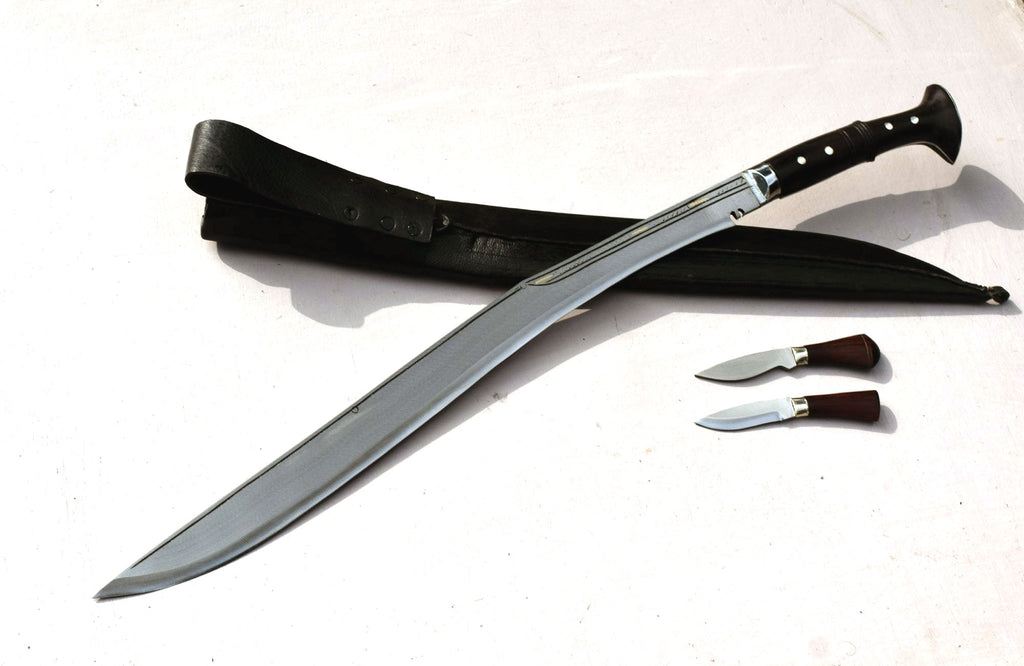 Handmade Nepalese Traditional Kukri Knife – Sirupate Full Tang 24" Blade, Rosewood Handle & Black Sheath