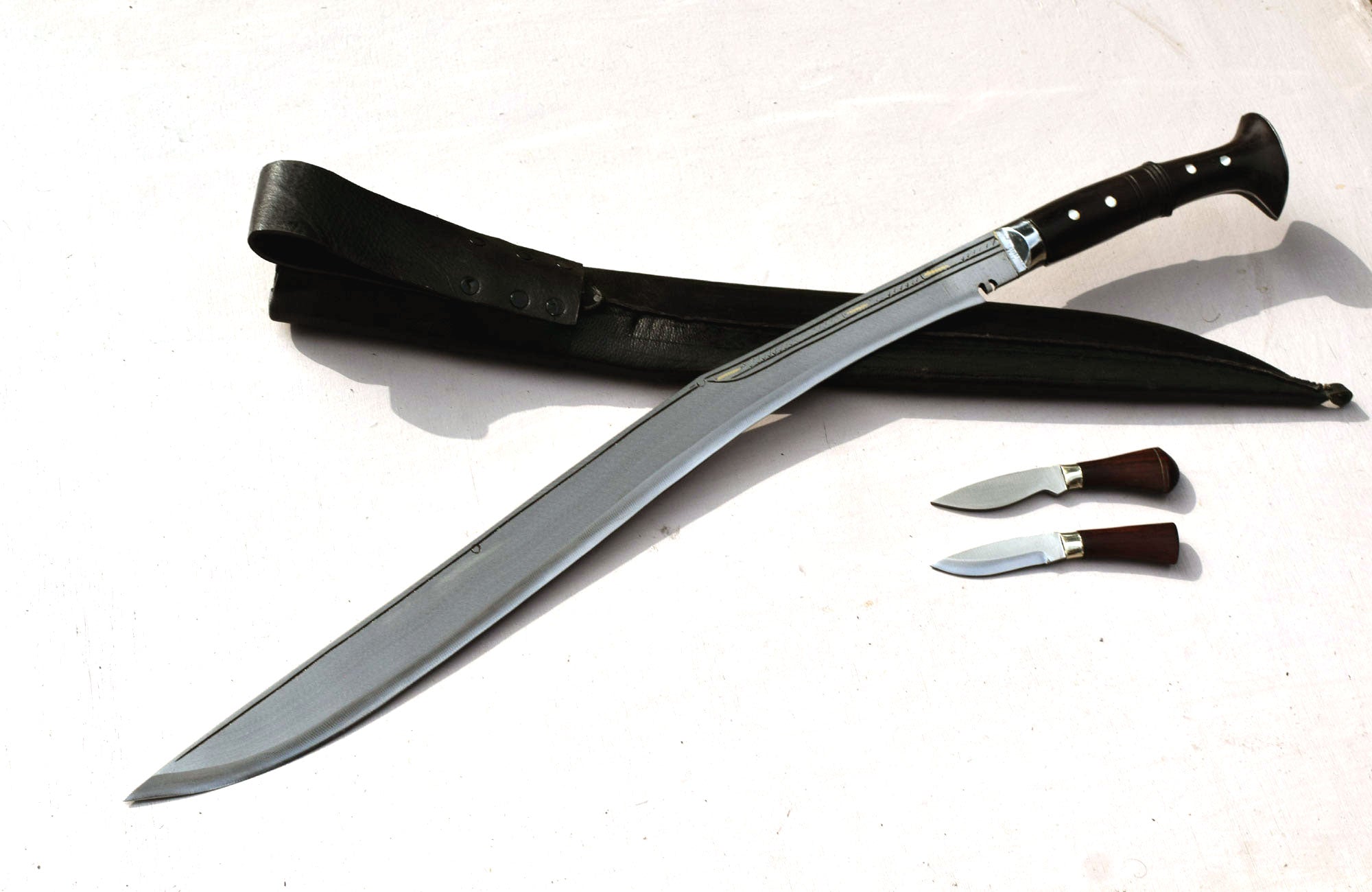 Handmade Nepalese Traditional Kukri Knife – Sirupate Full Tang 24" Blade, Rosewood Handle & Black Sheath
