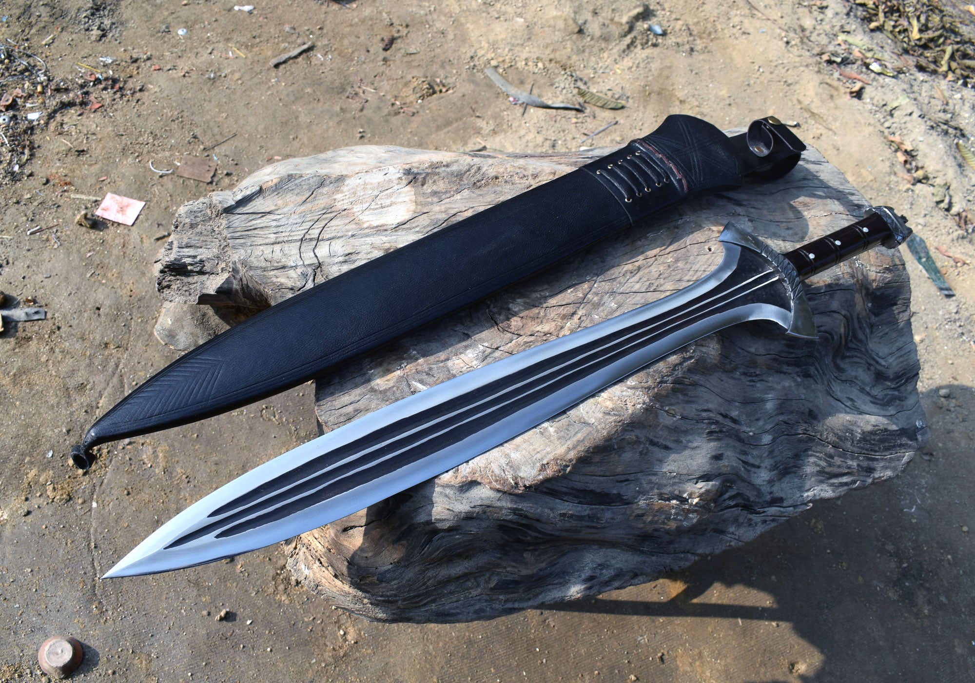 Buffalo leather sheath cottonwood core for handmade Roman Gladius sword Nepal