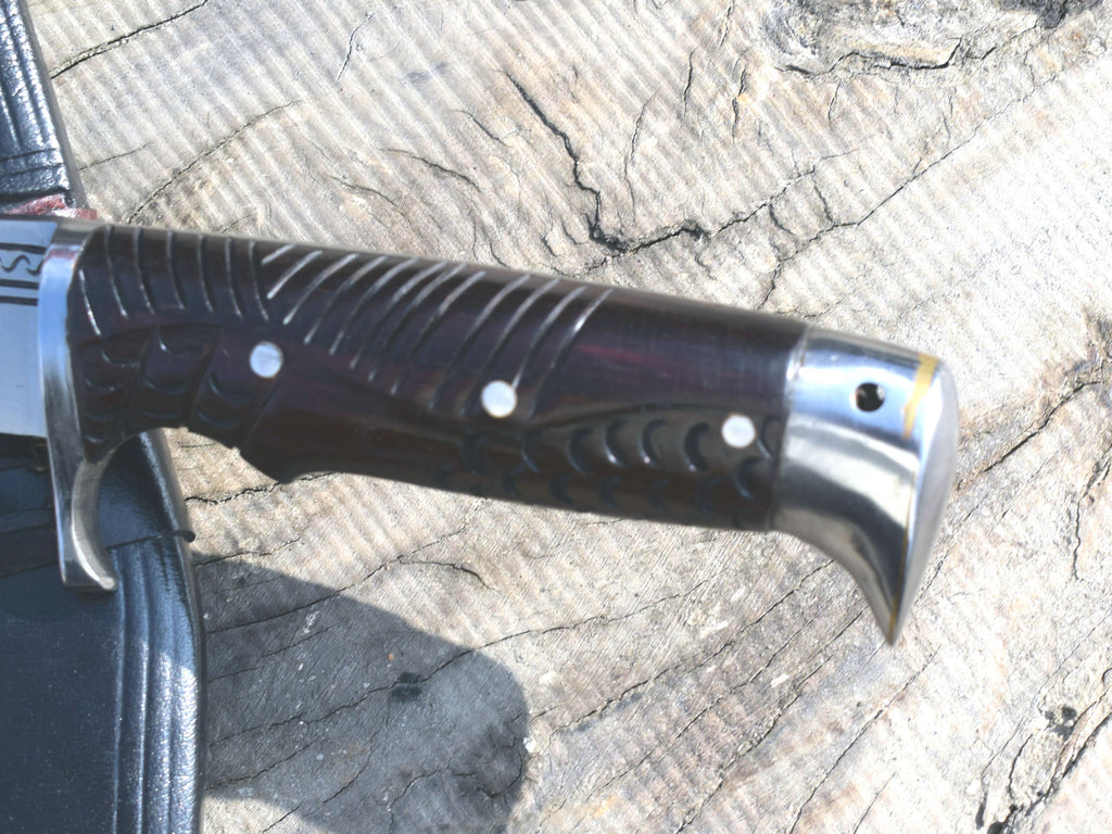 Handmade Nepalese Tinchira Kukri Knife – 12" Full Tang Blade, Rosewood Handle & Black Sheath | Grace Kukri House