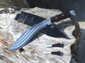 Handmade Nepalese Tinchira Kukri Knife – 12" Full Tang Blade, Rosewood Handle & Black Sheath | Grace Kukri House