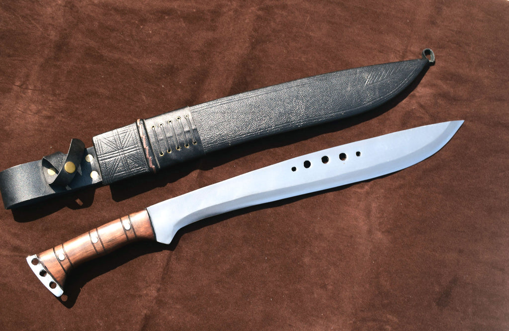 Handmade Nepali Kukri Machete – 18" Full Tang Hunting & Survival Knife with Black Sheath