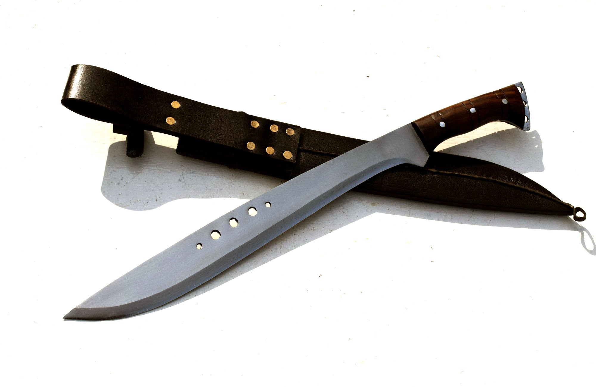Handmade Nepali Kukri Machete – 18" Full Tang Hunting & Survival Knife with Black Sheath