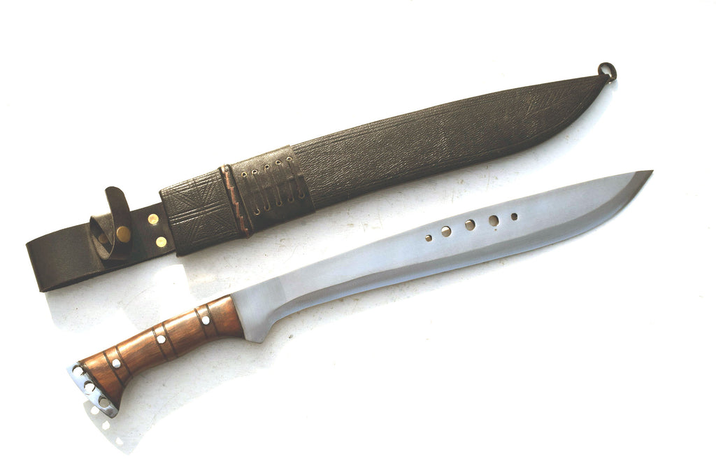 Handmade Nepali Kukri Machete – 18" Full Tang Hunting & Survival Knife with Black Sheath