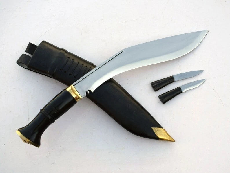 Handmade Nepalese Traditional Kukri Knife – 13" Blade – Buffalo Horn Handle – Black Sheath | Khukuri from Nepal